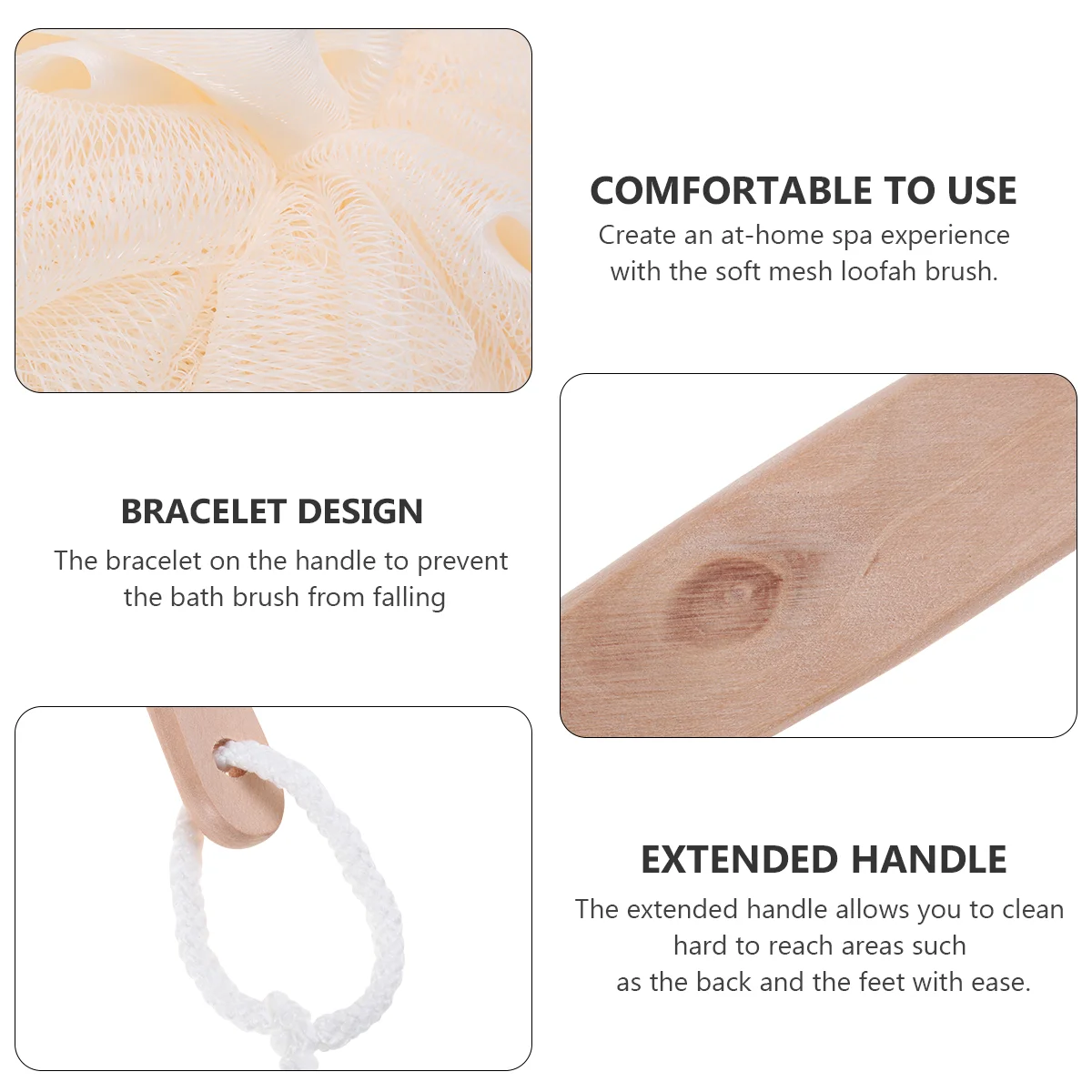 Exfoliating Sponge Brush Scrubber Sponges Shower with Handle Baby Bath Tub Loofah Body Exfoliator Bamboo Miss 2