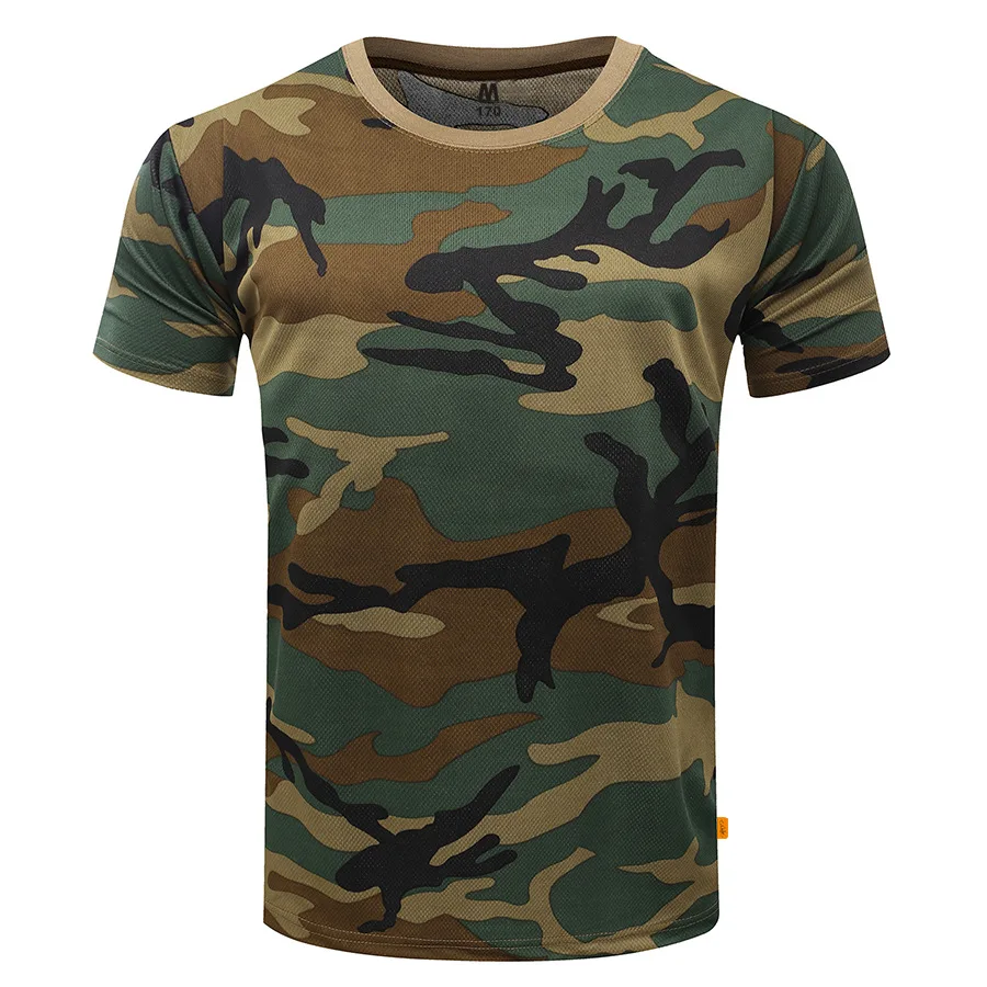 Men's Camouflage Tactical Shirt Short Sleeve Quick Dry Combat T-Shirt Military Army T Shirt Camo Outdoor Hiking Hunting Shirts