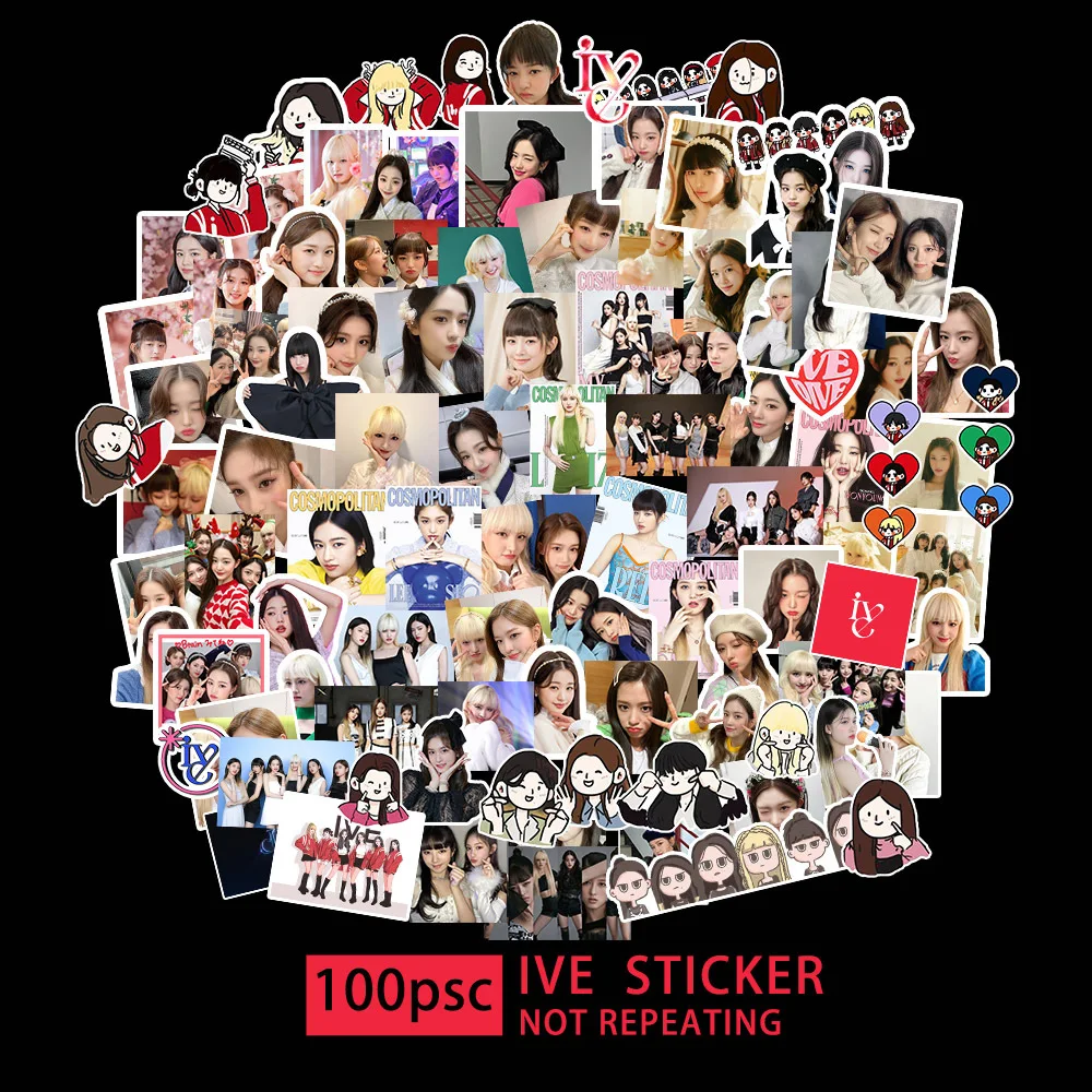 

100Pcs/Set Kpop Idol IVE HD Waterproof Sticker Decorative Notebook Refrigerator Stationery Cute Sticker Yujin Gaeul Wonyoung LIZ