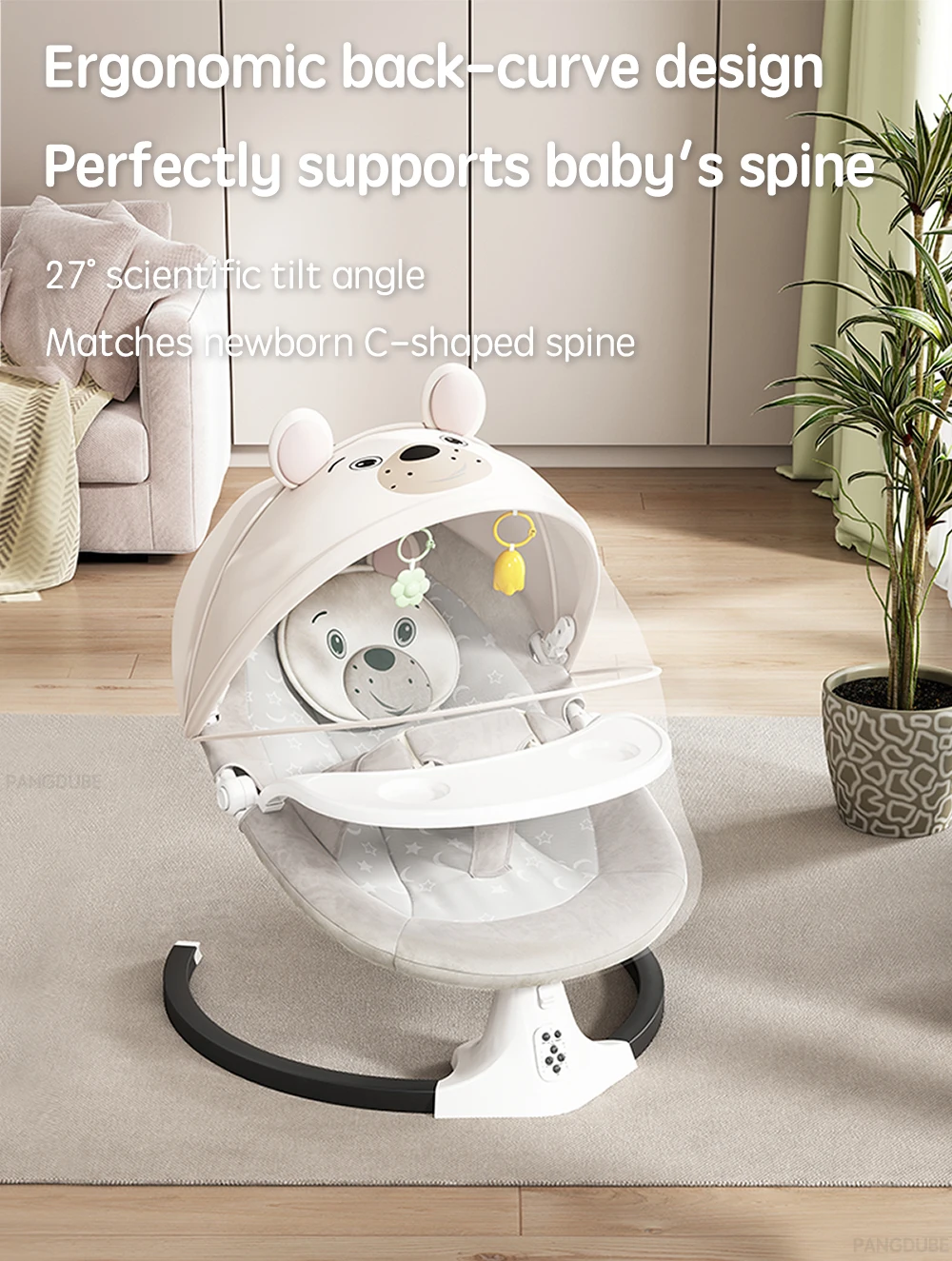 PANGDUBE Baby Electric Rocker Swing 5-Speed Auto Bluetooth Cradle Portable Foldable Baby Hammock Lounger Multifunctional Cradle S80c29982d46a4b7d84885f1f47153e32o