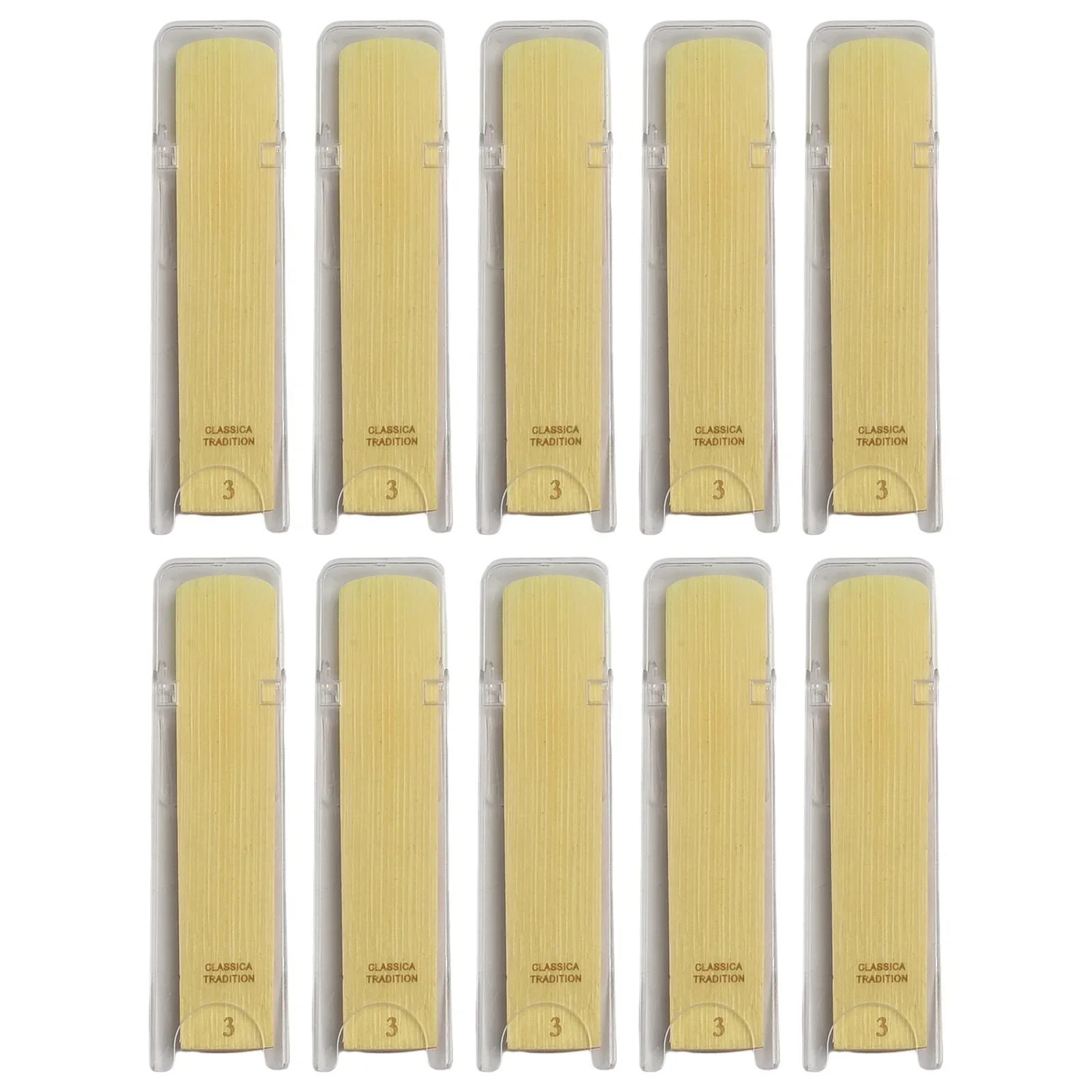 10pcs Saxophone Reeds Alto/Soprano/Tenor 1.0-3.5 Strengths Consistent Size 71.5mm*14.5mm