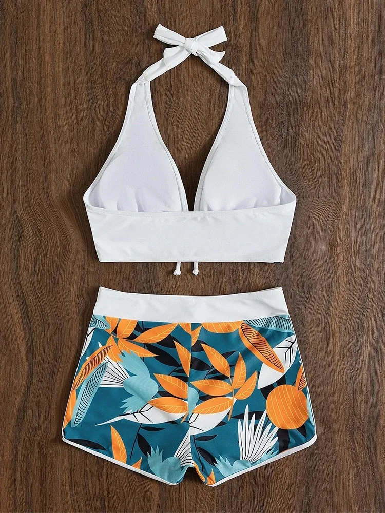 2023 Halter Bikini Set For Women High Waist Swimwear Printed Bathing Suit Beachwear Swimsuit Image 6
