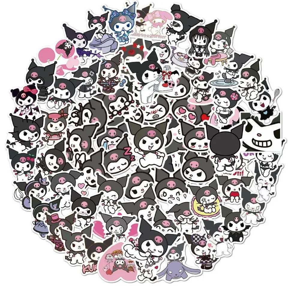 

Non-repeat Sanrio Cute Kawaii Kuromi Stickers Cartoon Imp Handbook Decoration Waterproof Stickers Mobile Phone Stickers