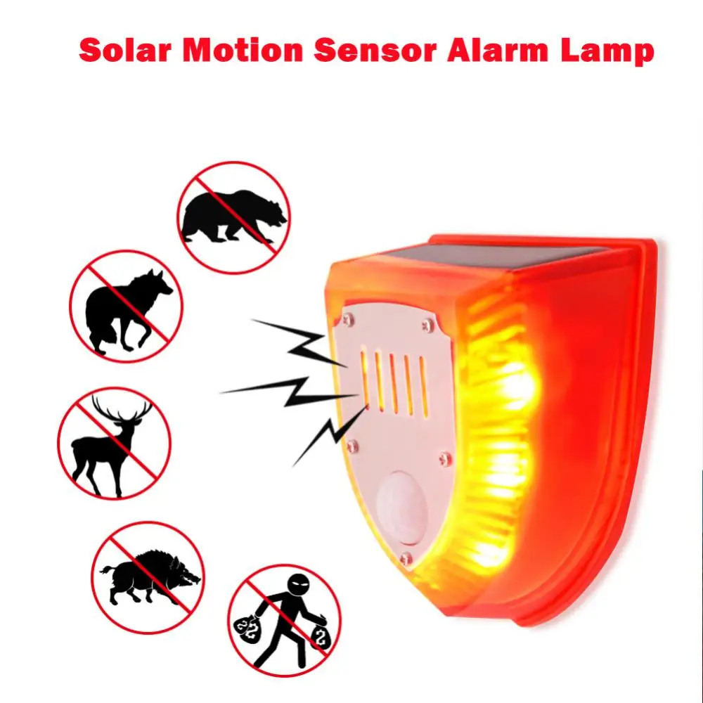 Solar Motion Sensor Alarm Lamp For Animal Repellent Solar Siren Dog