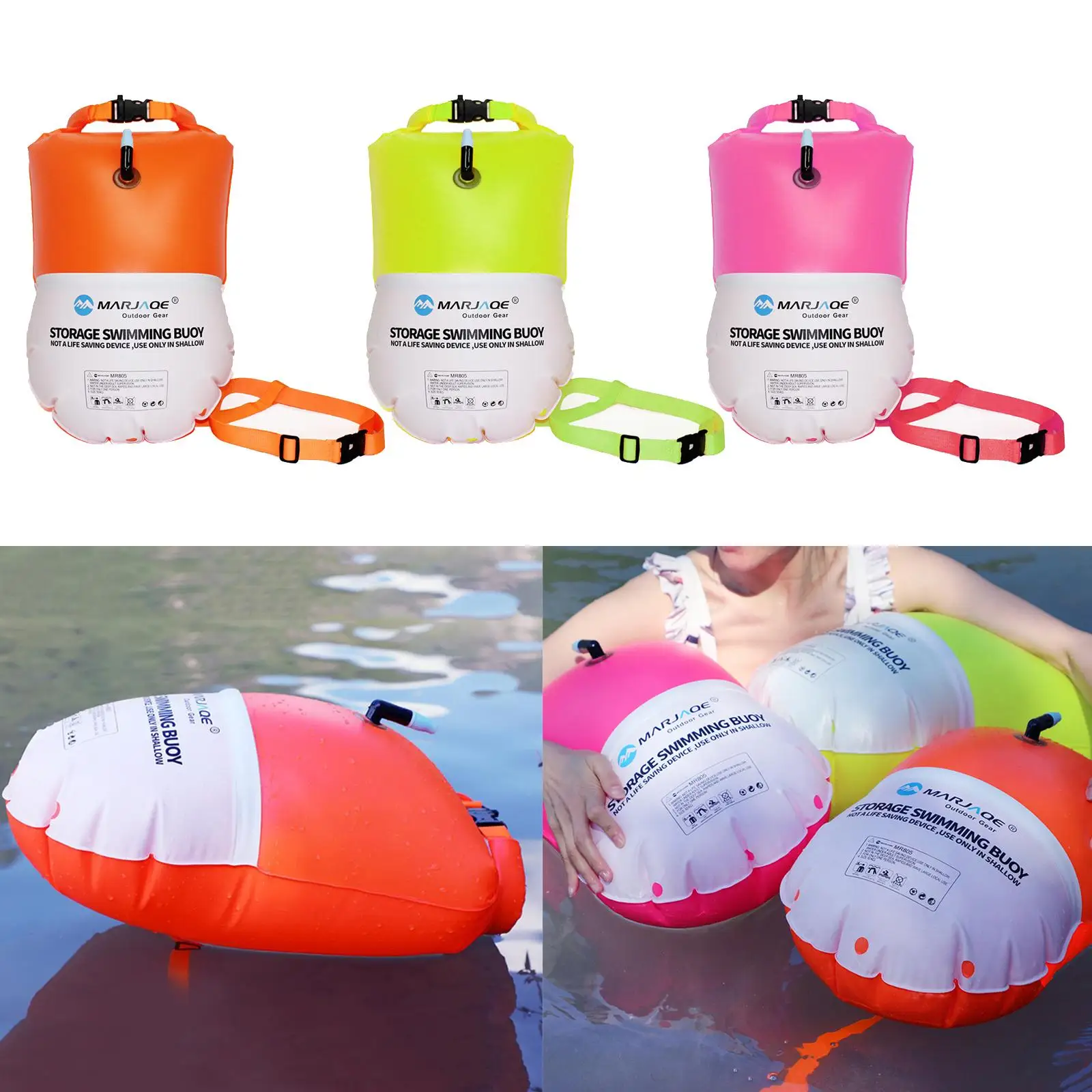 Swim Buoy Visible Float Dry Bag Open Water Swimmers Safe Swim Training