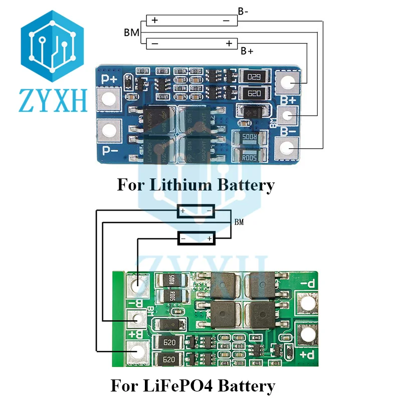BMS 2S 8A Max 15A 6.4V LiFePO4 7.4V Li-Ion 18650 Protection Board Li Ion 7 4v