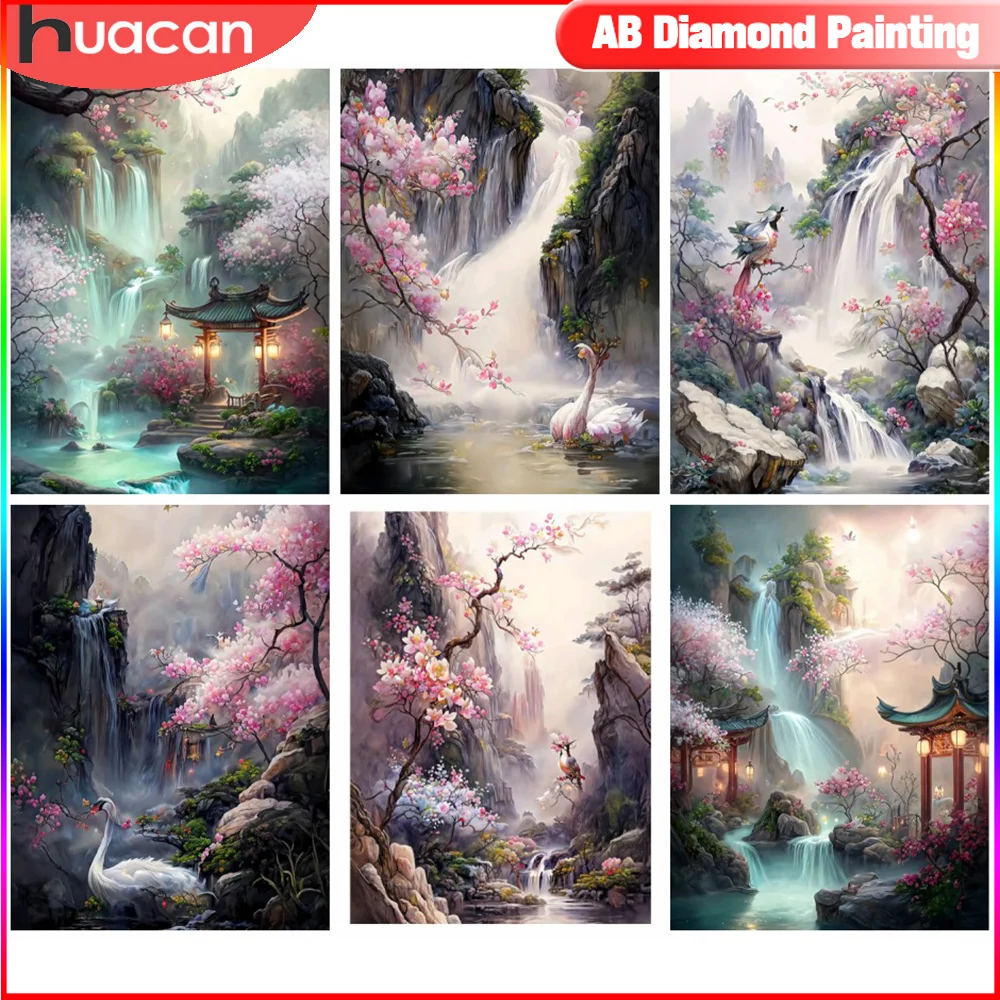 HUACAN Diamond Painting New Collection Chinese style landscape Full Square/Round Drill Mosaic waterfalls Home Decor