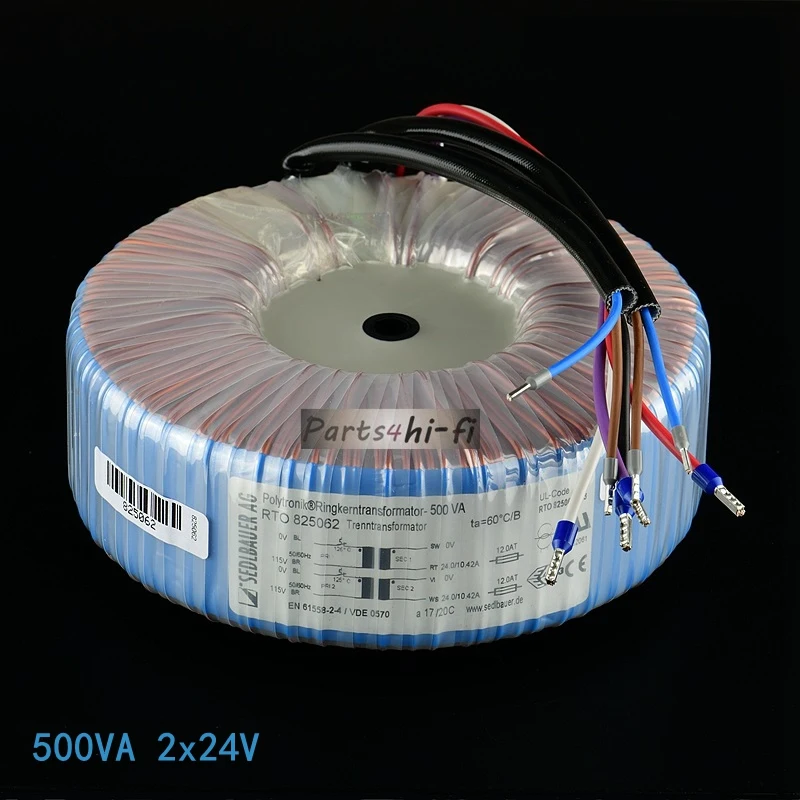 

500VA dual 24V немецкий импортный высококачественный тороидальный трансформатор Sedlbauer