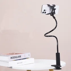 Flexible Gooseneck Bedside Phone Holder with Adjustable 360° Clamp Clip (Black)