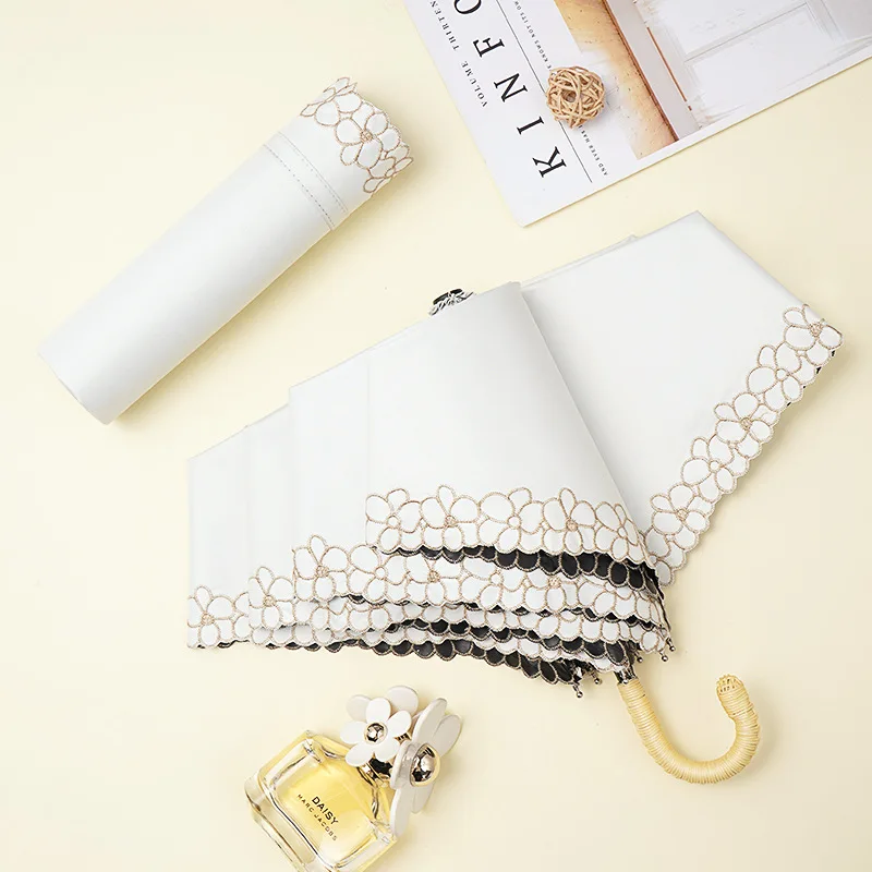 Windproof Manual Ultra Light Mini Vinyl Sunblock Cooling Umbrella Sunshine and Rain Umbrella Woman Kids Umbrella