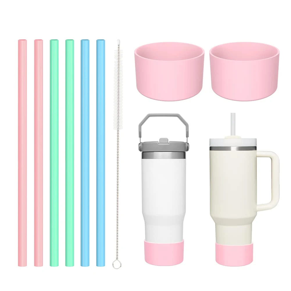 6Pack Replacement Straws and 2Pack Protective Silicone Boot Sleeve for Stanley  40oz 30oz 20oz 14oz Tumbler - AliExpress