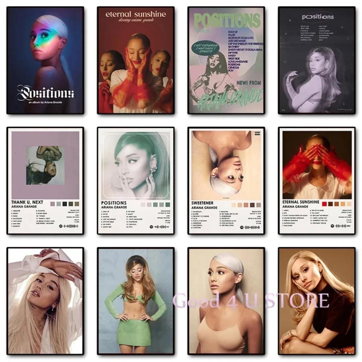가수 Ariana Grande 초상화 영원한 햇빛/위치 앨범 포스터 인쇄 캔버스 회화 벽 그림 홈 장식