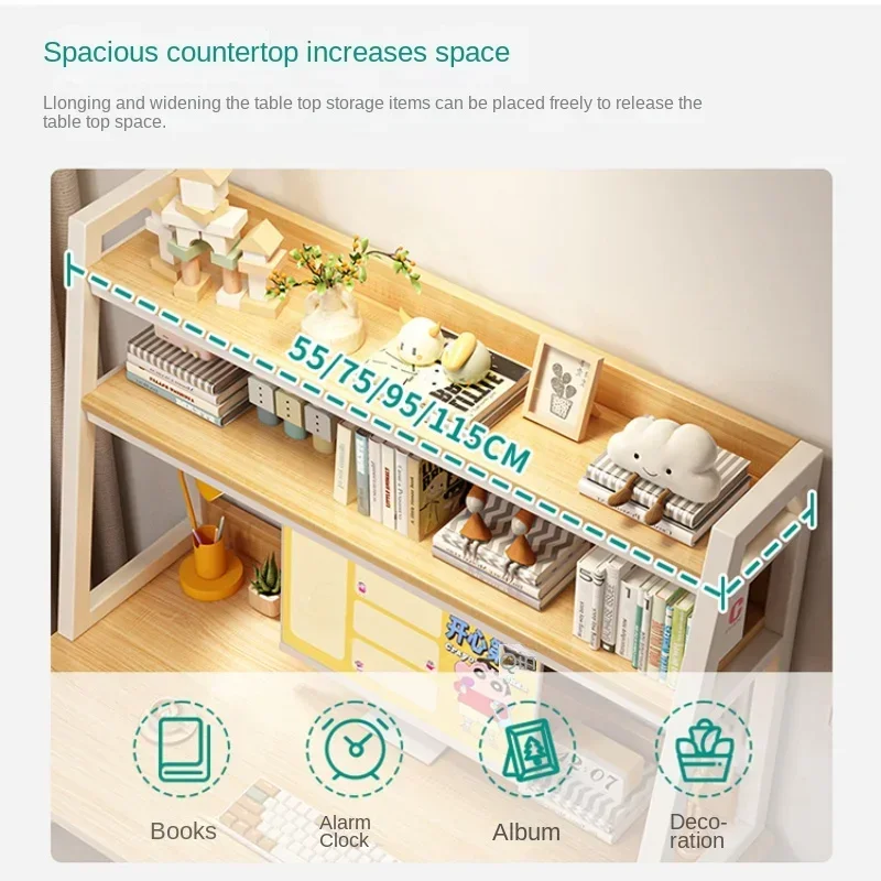 Wooden Multi-layer Table Bookshelf Multi-layer Space-saving Book Organizing Shelf for Students' Desk Storage