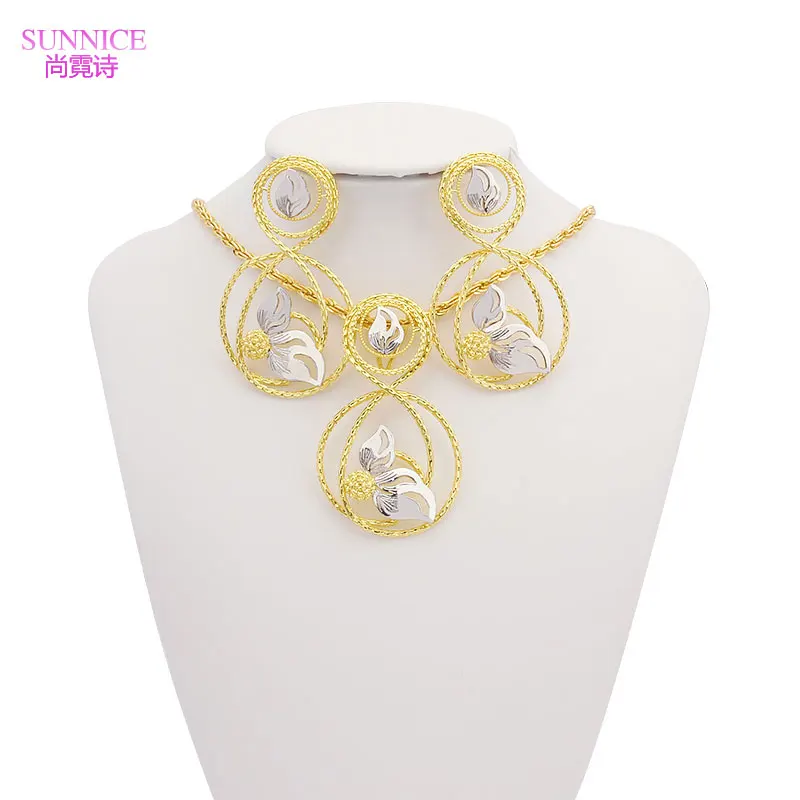 

Gold And Silver Jewelry Set For Women Dubai Jewelry For Women Stud Earrings Necklaces Sets Party Wedding Earrings Free Shipping