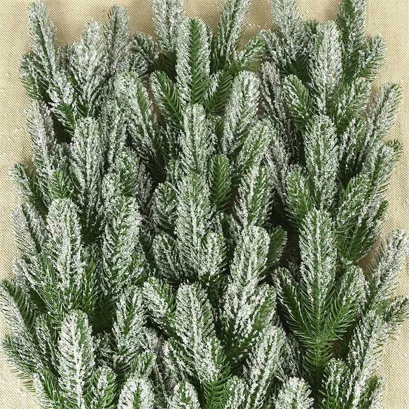 5pcs Christmas Tree Pine Branches Artificial Fake Plants Snow Pines Garland For Christmas Wreath Party Decor Xmas Gifts Ornament