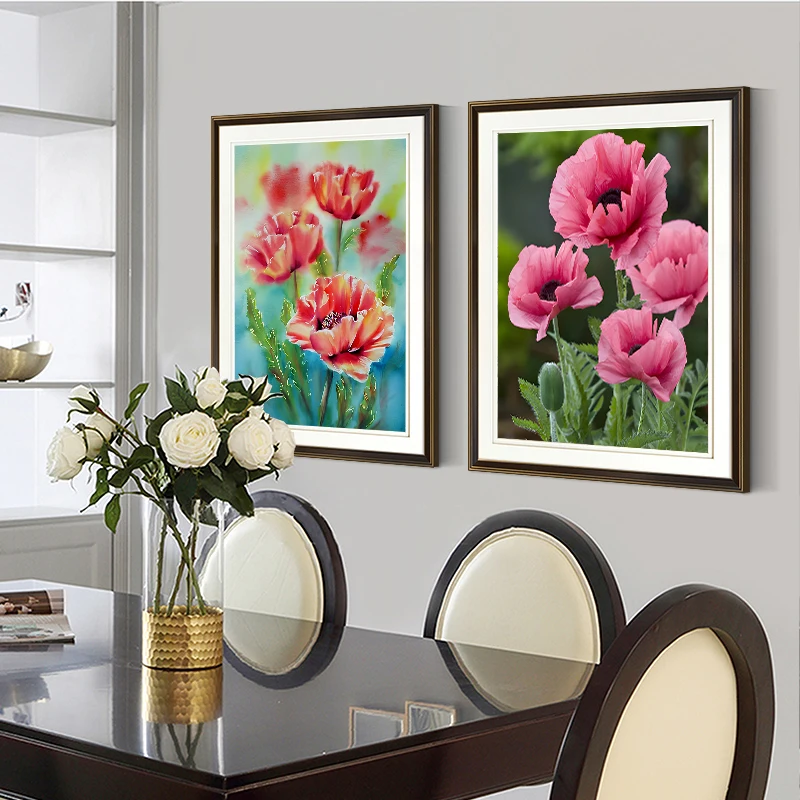 Diamond Painting Kits Poppy Flower 5D DIY Cross Stitch Mosaic Home Decor