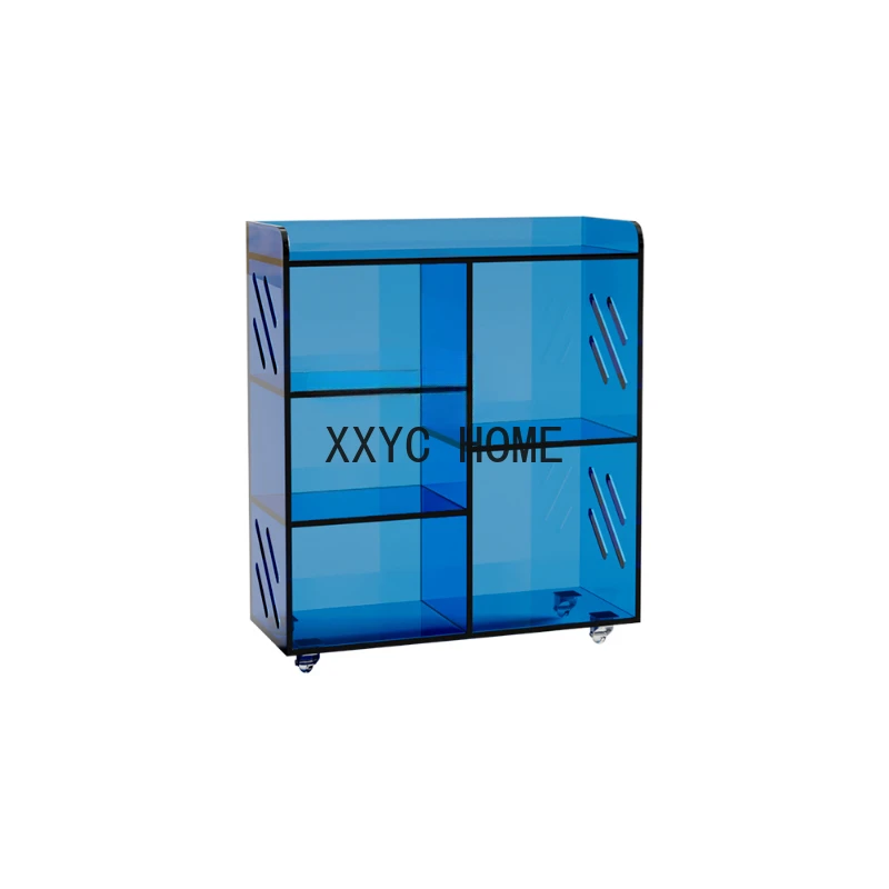 

Customized Color Acrylic Shelf Living Room Simple Learning Table-Side Cabinet Bedroom Multi-Tier Movable Storage Floor Bookshelf