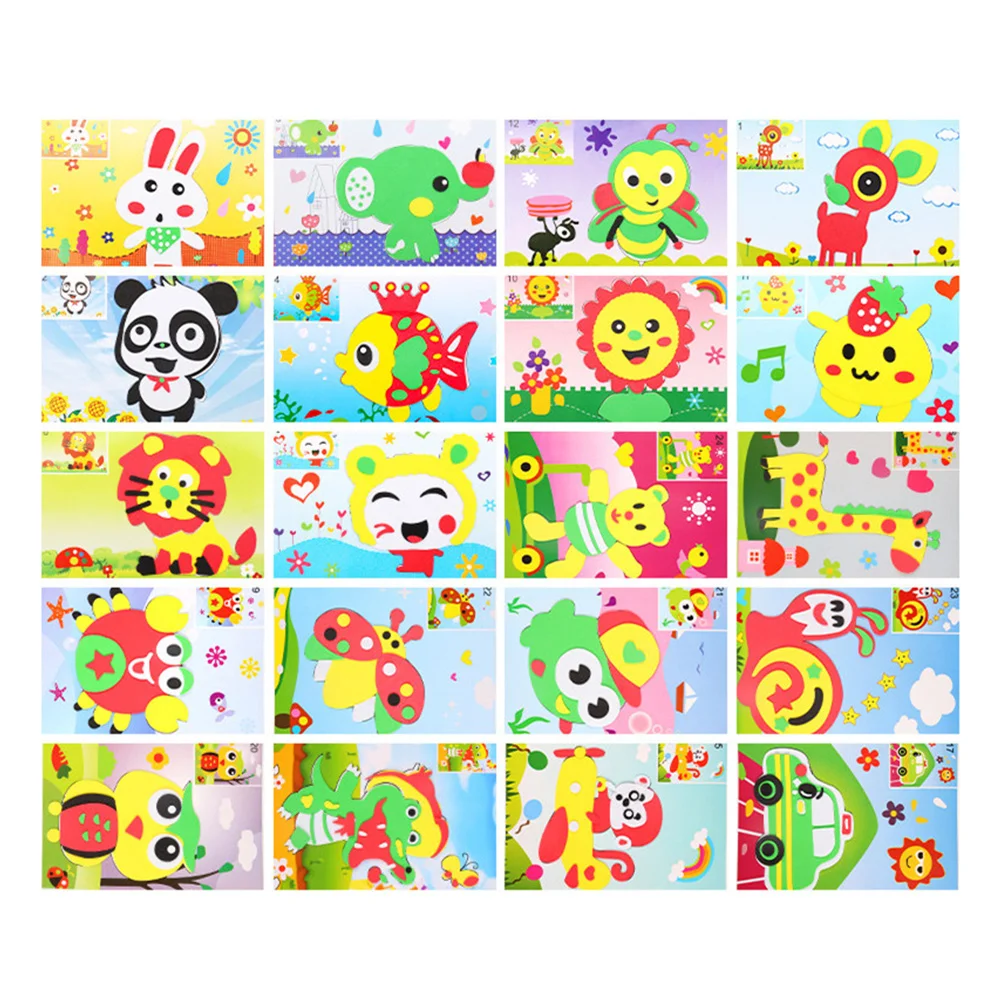 

20 Pcs 3d Stickers Kids Crafts Mom EVA DIY Kit Toddler Cartoon Educational