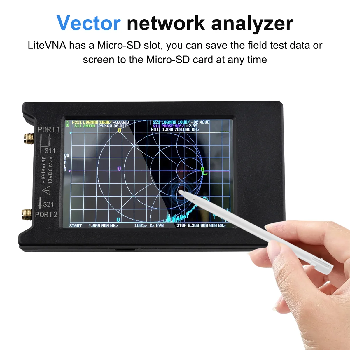 LiteVNA-64 50KHz-6.3GHz 4Inch Touch Screen Vector Network Analyzer HF UHF Antenna Analyzer Update of NanoVNA