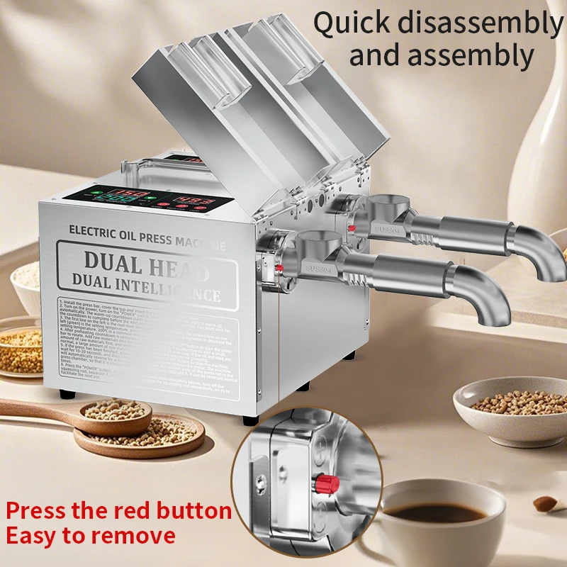 SUNZ Double head adjustable temperature oil press machine Automatic Oil Extraction Peanut Extractor Expeller oil press machine