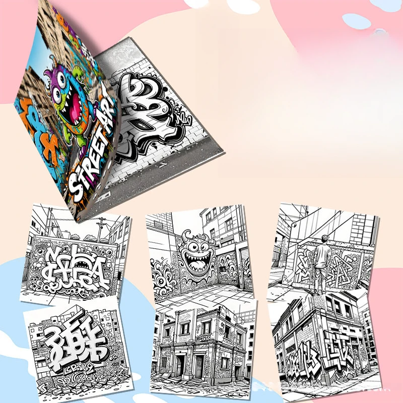 Street Graffiti: A Bold and Simple Creative Coloring Book Featuring Animated Characters and Cute Cartoon Houses 3