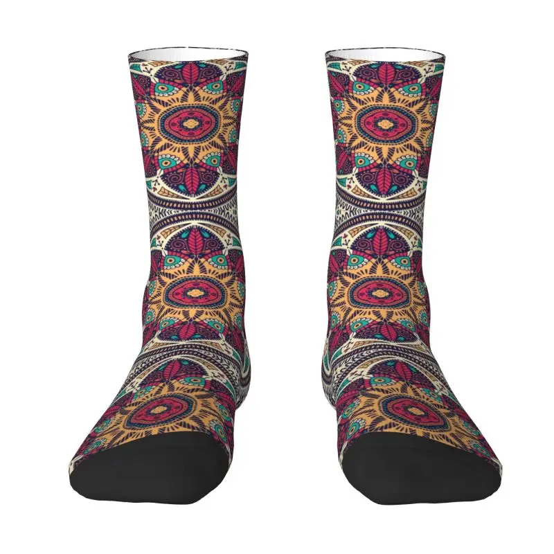 

Cool Mens Bohemian Mandala Dress Socks Unisex Warm Breathbale 3D Printing Buddhism Flower Crew Socks