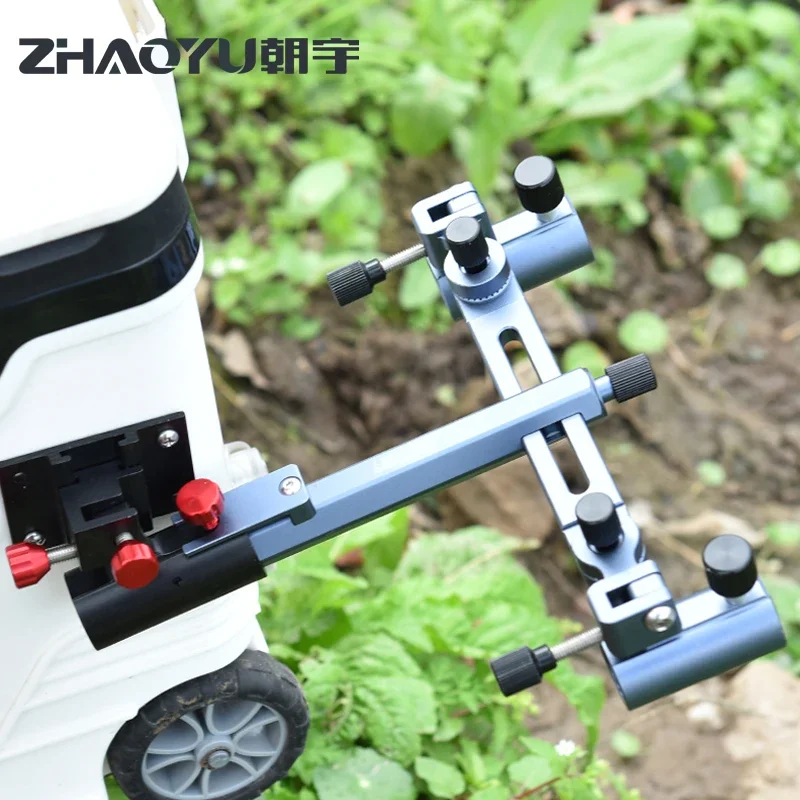 Fishing Rod Support Fishing Box Chair Style Double Turret Support 360 Degrees Universal Double Head Pole Corner Frame