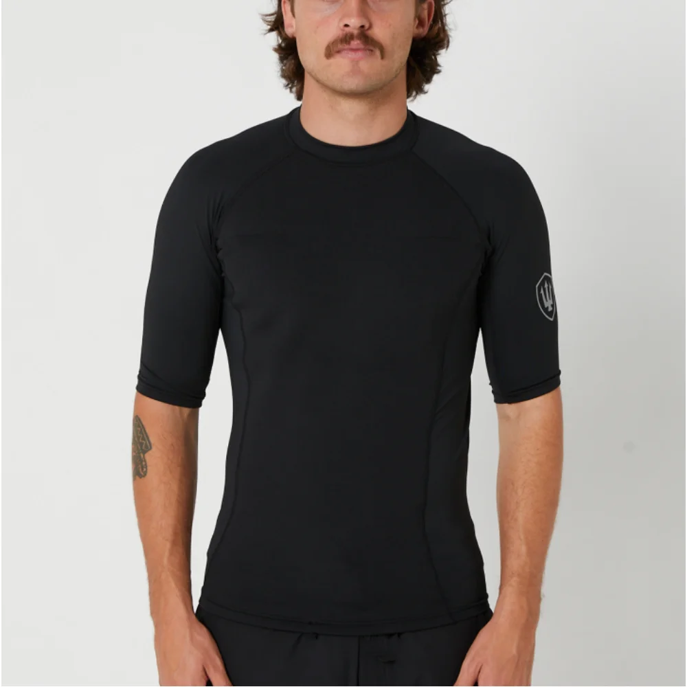 Summer Men's Rash Guards Shorts Sleeve Surfing Shirts Quick Dry Polyester Swimwear Keep Warm UV Sun Protective Swim Beach Tee