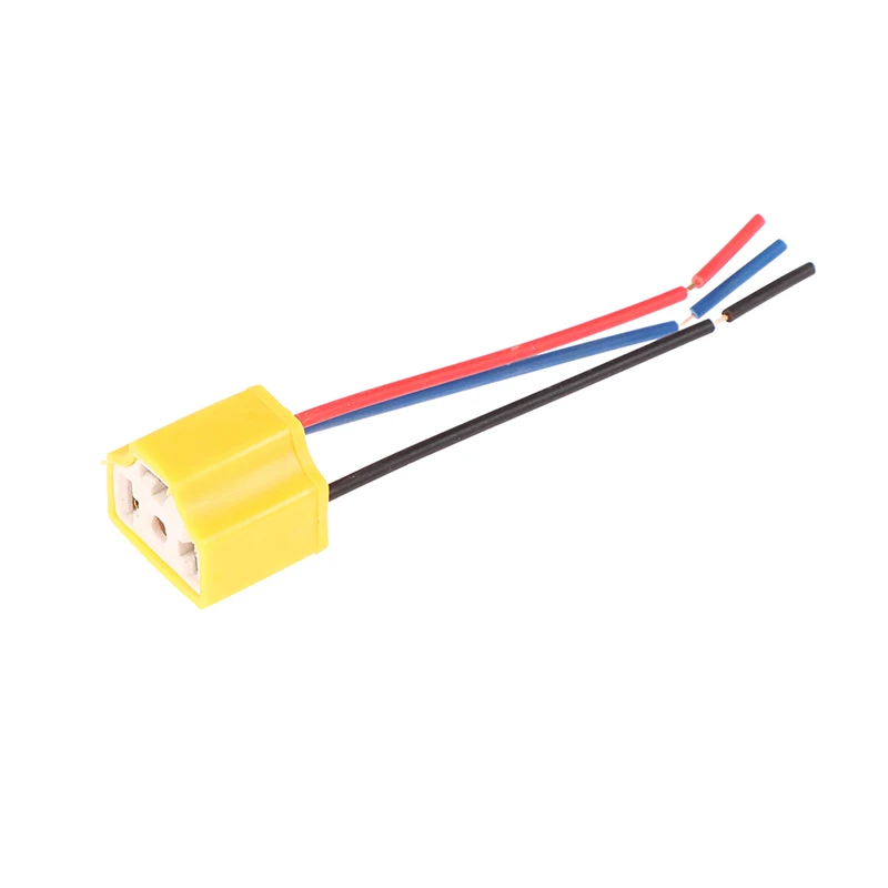 H4 9003 Ceramic Wire Wiring Car Auto Head Light Bulb Lamp Harness Socket Connector three holes Plug