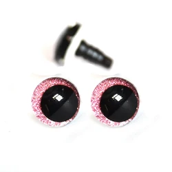 Set of 20 Colorful Round Cartoon Glitter Toy Safety Eyes with Washers - 30mm (Pink)