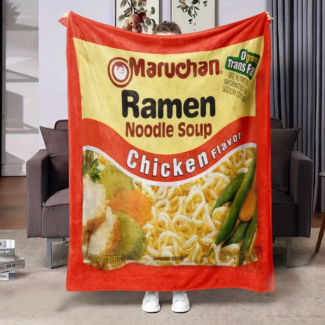 Ramen Noodle Soup Digital Printed Flannel Blanket – Soft Throw for Home & Travel 1