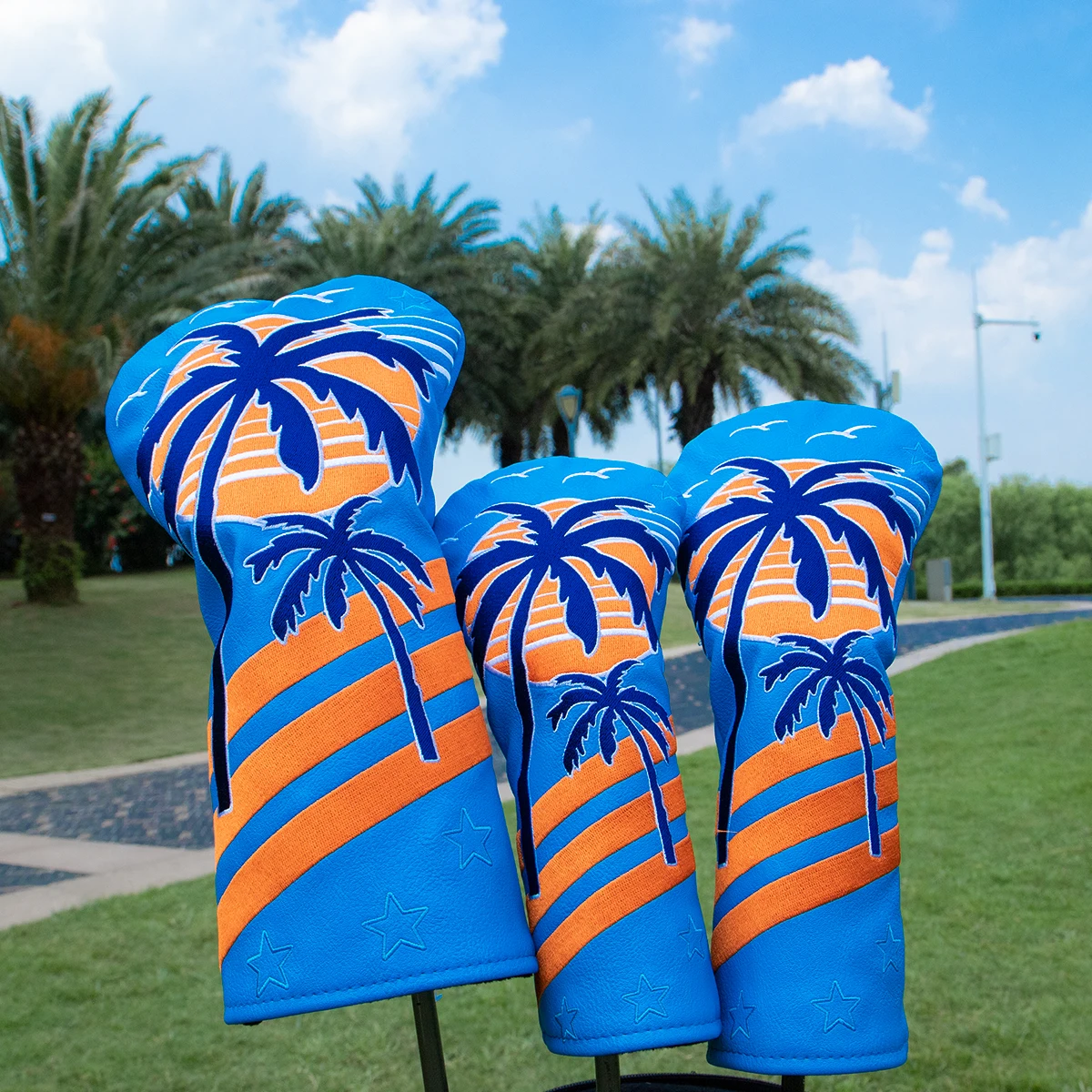 Palm Hawaii Blue Fashion Premium Leather Golf Headcovers