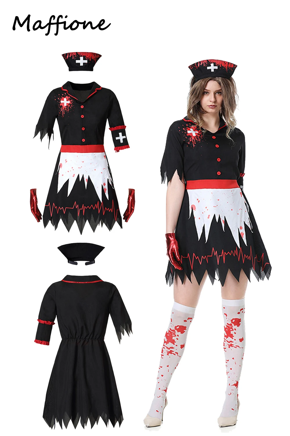 

Halloween Vampire Zombie Nurse Cosplay Women Dress Costume Outfits Adult Girls Roleplay Halloween Carnival Party Disguise Suit