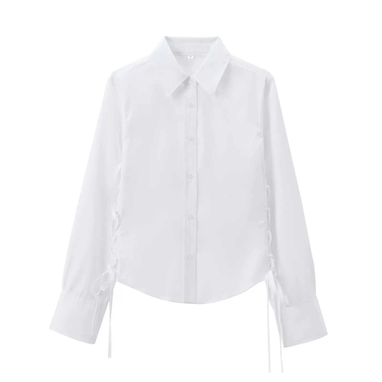 

Женская блузка на пуговицах, Повседневная рубашка с длинным рукавом и боковым поясом, весна-лето 2024