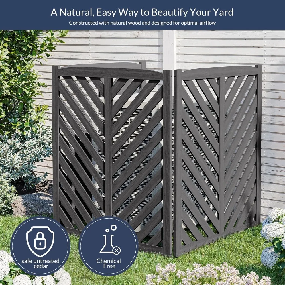 Privacy Air Conditioner Fence 3-Panel Wooden Enclosure - 41" 5