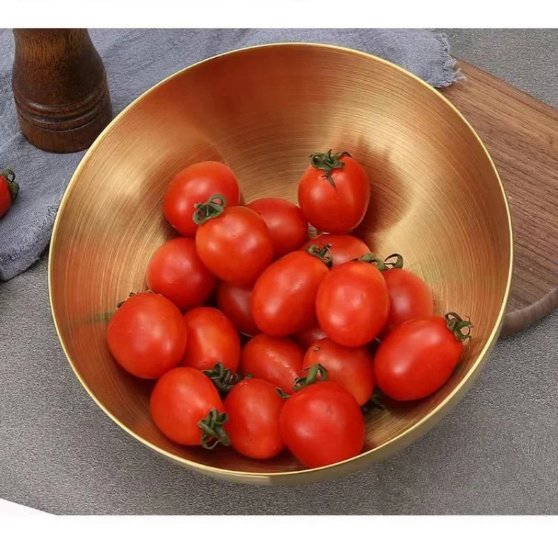 Gold Stainless Steel Bowl for Salad Rice Noodle Soup