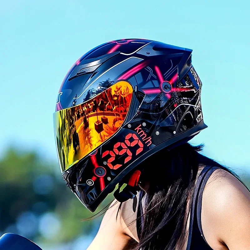 thumbnail image 1 of Casco de motocicleta AIS con certificación DOT, casco integral para hombre, doble lente de color, capacete para motocicleta, casco para motocicleta BMW, 1 of 5
