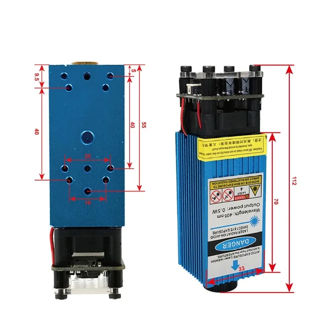 500mW 405NM 12V Blue Violet Laser Module Adjustable Focal Laser Head With TTL PWM Control With Goggles For Laser Engraver 3