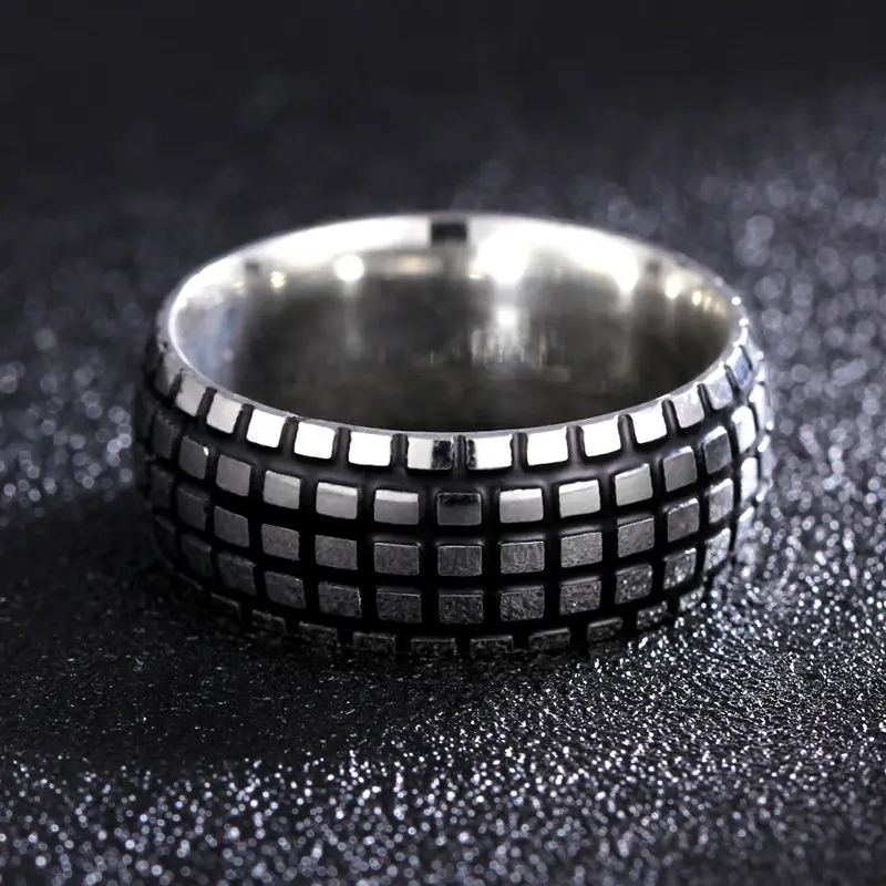 MOREDEAR 8MM Titanium Rings for Men and Women Birthday Gift triangular pattern discredit Ring 