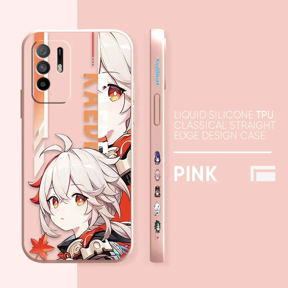 thumbnail image 1 of Case For OPPO A52 A54 A55 A57 A59 A93 A83 A92S A93S 4G 5G A16 Colour Simple Liquid Silicone Case Best Genshin impact, 1 of 5