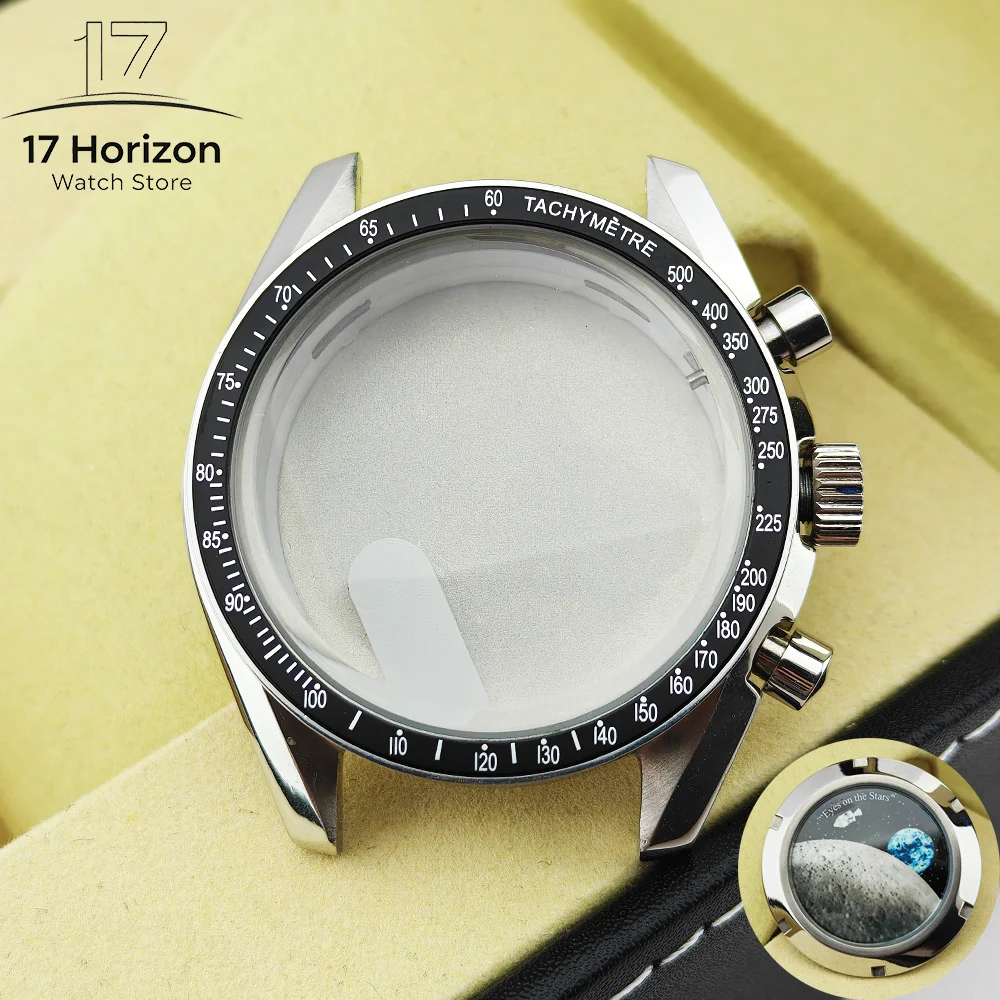 VK63 Gehäuse 39,7 mm passend für Speed Master VK63 Gehäuse Moon Watch Gehäuse Metallgehäuse Rückseite mit Mondmuster VK63 Chronograph Gehäuse VK64 Gehäuse