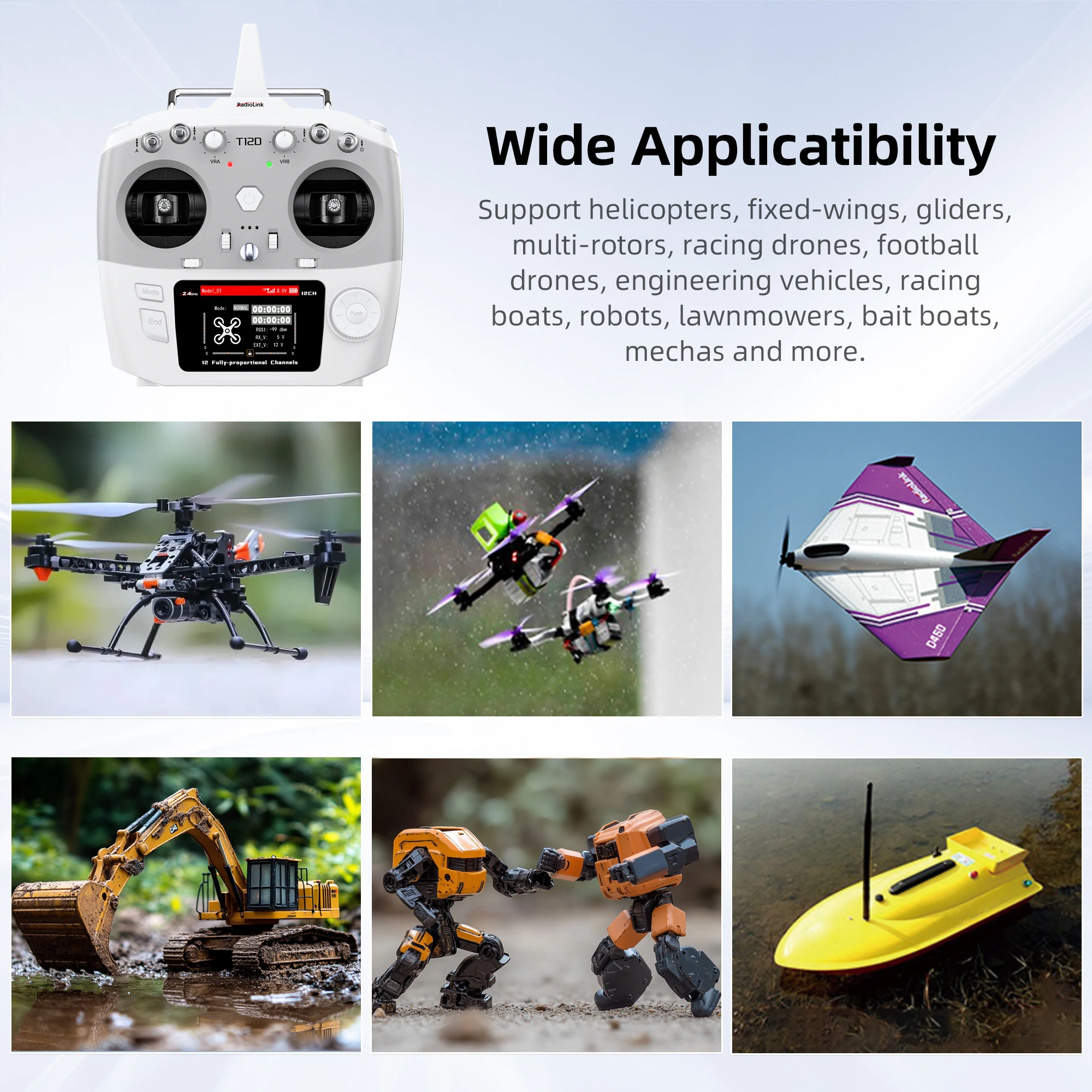 RadioLink T12D 12 Channels RC Transmitter 2.4GHz with R16FG