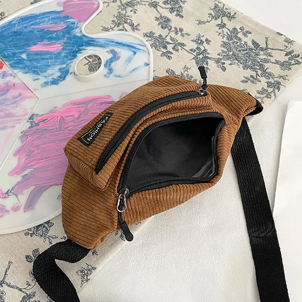 Corduroy Women's Waist Bag Small Canvas Ladies Shoulder Crossbody Bags for Women Fanny Pack Fashion Phone Female Chest Bag 5