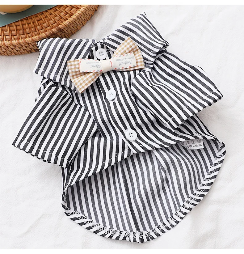 Description Picture 4 of itemPet Cat Clothes Summer Breathable Korean Style Striped Shirt Two Months German Curly Cat out Anti-Dirty Two Feet Apparel