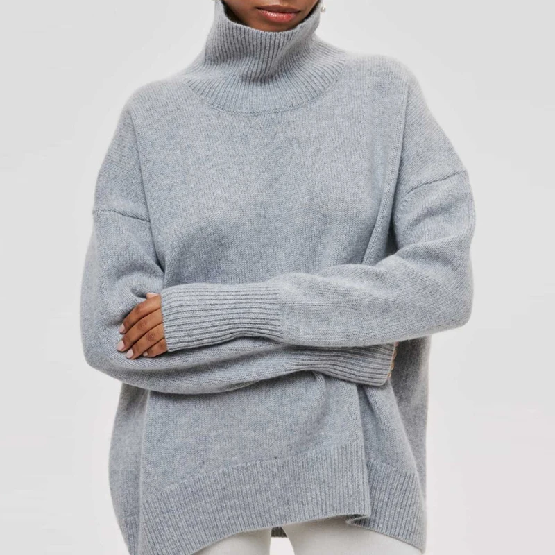

Winter Vintage Long Sleeve Turtleneck Pullovers Women 2023 Fashion Loose Warm Knitted Sweater Women's Elegant Knitwears 29023