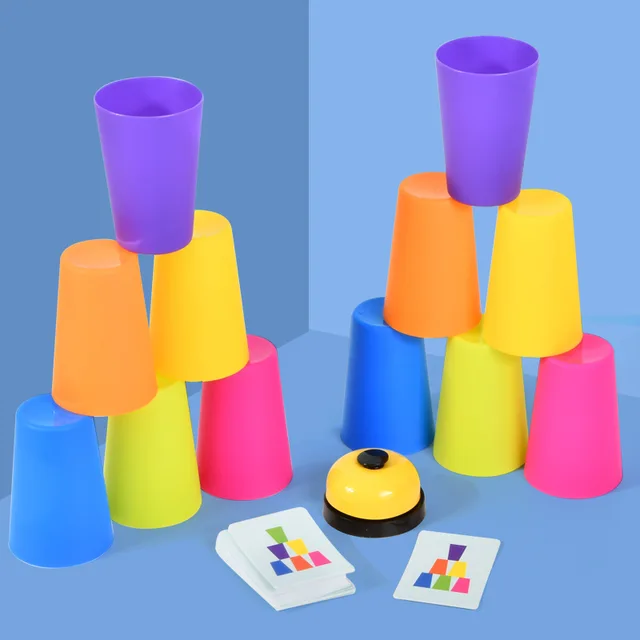 Kids Colorful Rainbow Balance Stacked Cup Thinking Training Game Toy Baby Montessori Early Education Board Game Toys Children 4