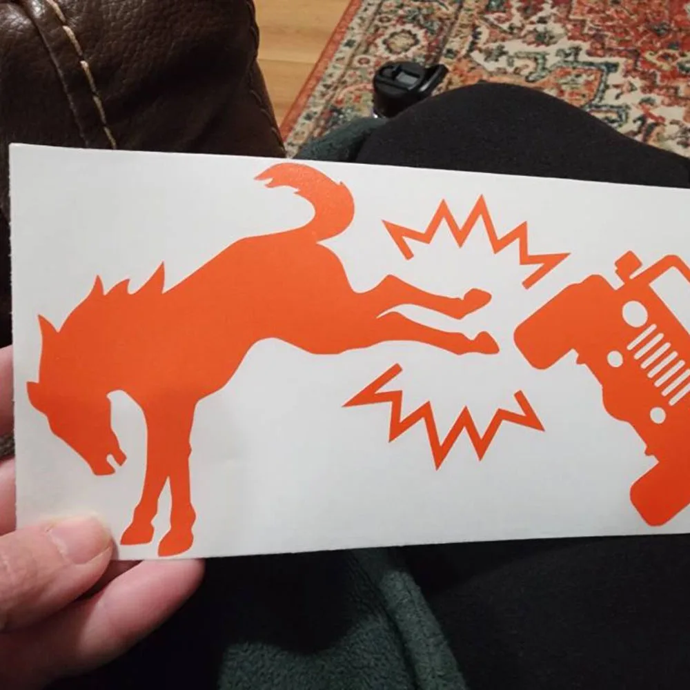 Humorous Bucking Kicking Car Bumper Sticker - Waterproof Die-Cut Decoration