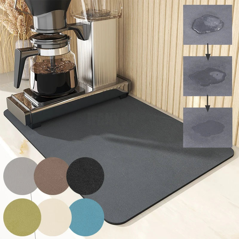 Super Absorbent Kitchen Absorbent Mat Plate Antiskid Draining Coffee Dish Drying Mat Quick Dry Bathroom Drain Pad Tableware Mat