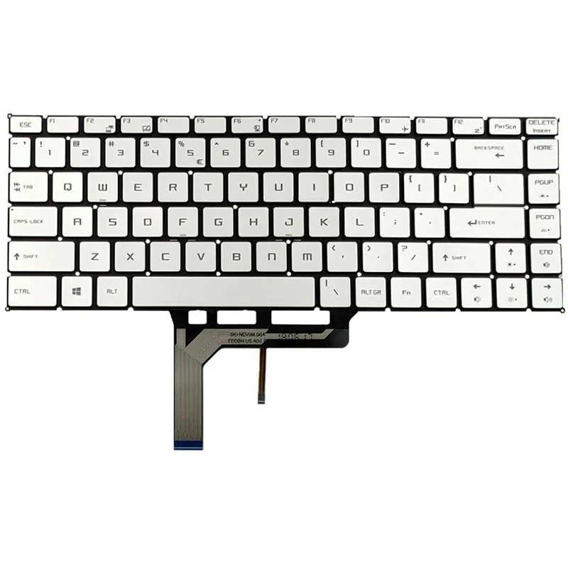 para Msi Ps42 8m Ps42 8rb Teclado do Portátil Backlit Prata sem Moldura Eua Novo