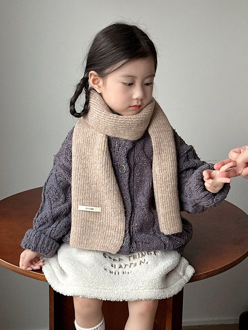 Description Picture 2 of item1-8Years Wool Versatile Children's Scarf Autumn and Winter Knitted Warm Scarves for Boys and Girls Trendy Windproof Headscarf